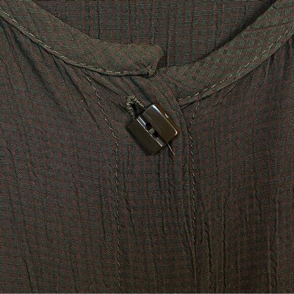 Flax Brown Button Up Long Sleeve Lagenlook Tunic Top Size Small - Picture 7 of 7